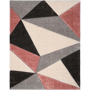 San Francisco Venice Blush Modern Geometric Abstract 5 ft. 3 in. x 7 ft. 3 in. 3D Carved Shag Area Rug