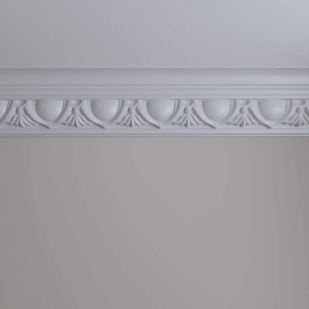 White Polyurethane Traditional Crown Moulding 7 3/8"H x 12"L