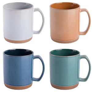 Dorsey 4 Piece 17 Ounce Stoneware Mug Set with Terracotta Base in Assorted Colors