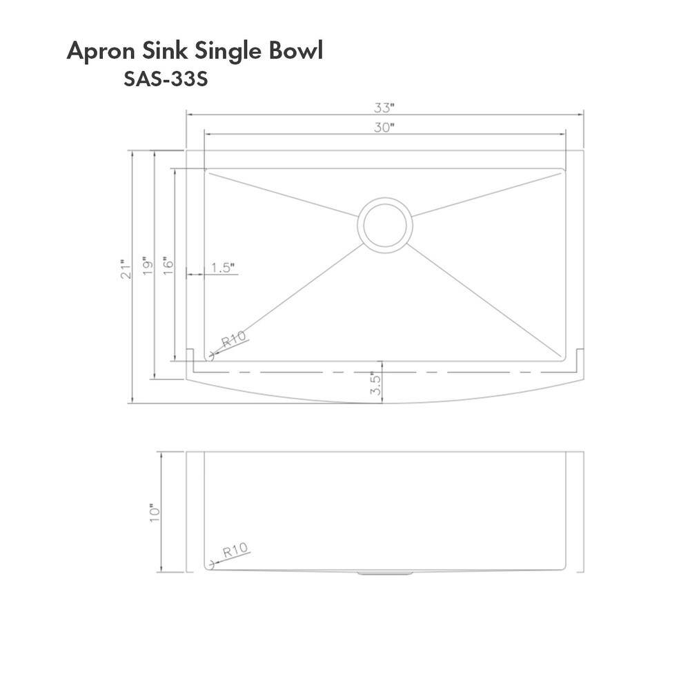 DuraSnow 33'' Stainless Steel Farmhouse Apron Single Bowl Sink