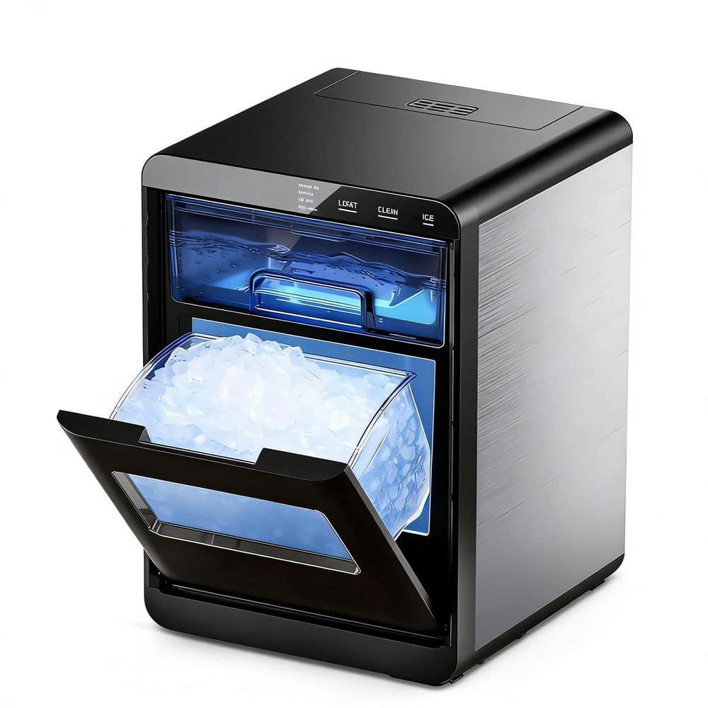 44 lbs./24H 9.44 in. Self-Cleaning Countertop Nugget Ice Maker 5Min Fast Pellet Ice Low Noise for Home Kitchen Use Black