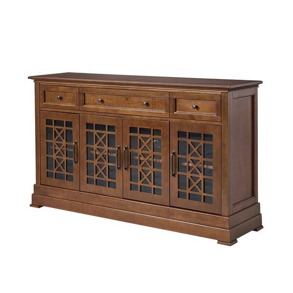 JAYDEN CREATION Penelope White Manufactured Wood 58 in. W 3 Drawer Sideboard with Solid Wood Legs