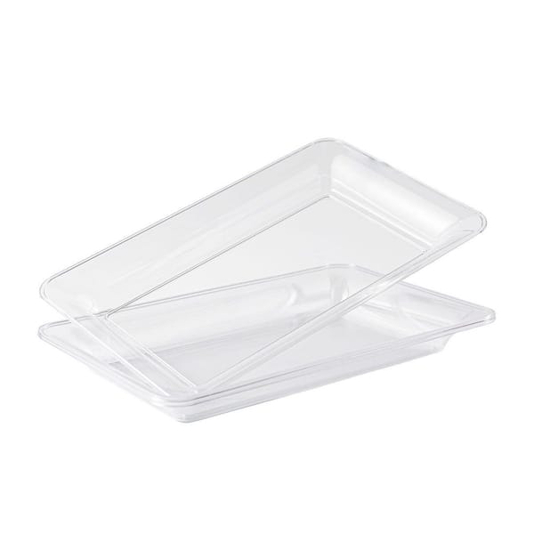 8 Dessert Sets Clear Set of 6 Large Plastic Serving Trays 14 x 9 in. Heavy Duty Reusable Food Platters 6-Pack Trays