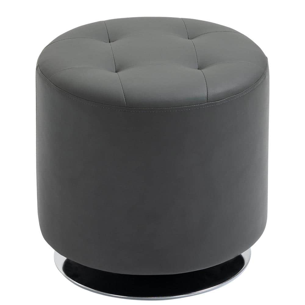 HOMCOM 15 Small Foot Stool Padded Ottoman with Wrinkle Fabric Design, Thick Sponge Padding and Solid Base, Gray