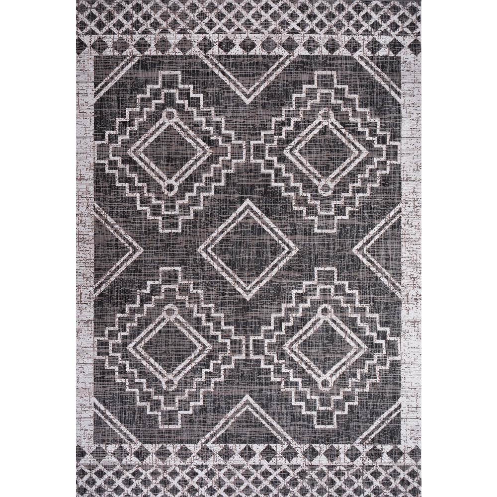 JONATHAN Y Marokko Black/Ivory 5 ft. x 8 ft. Diamond Tribal Medallion Indoor/Outdoor Area Rug