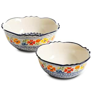 Luxembourg 8 in. and 10 in. 32 fl. oz. and 64 fl. oz. Multicolored Stoneware Serving Bowls (Set of 2)