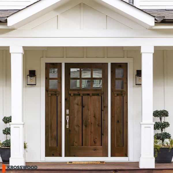 64 in. x 80 in. Knotty Alder Right-Hand/Inswing 6-Lite Beveled Clear Glass Espresso Stain Wood Prehung Front Door DSL DS