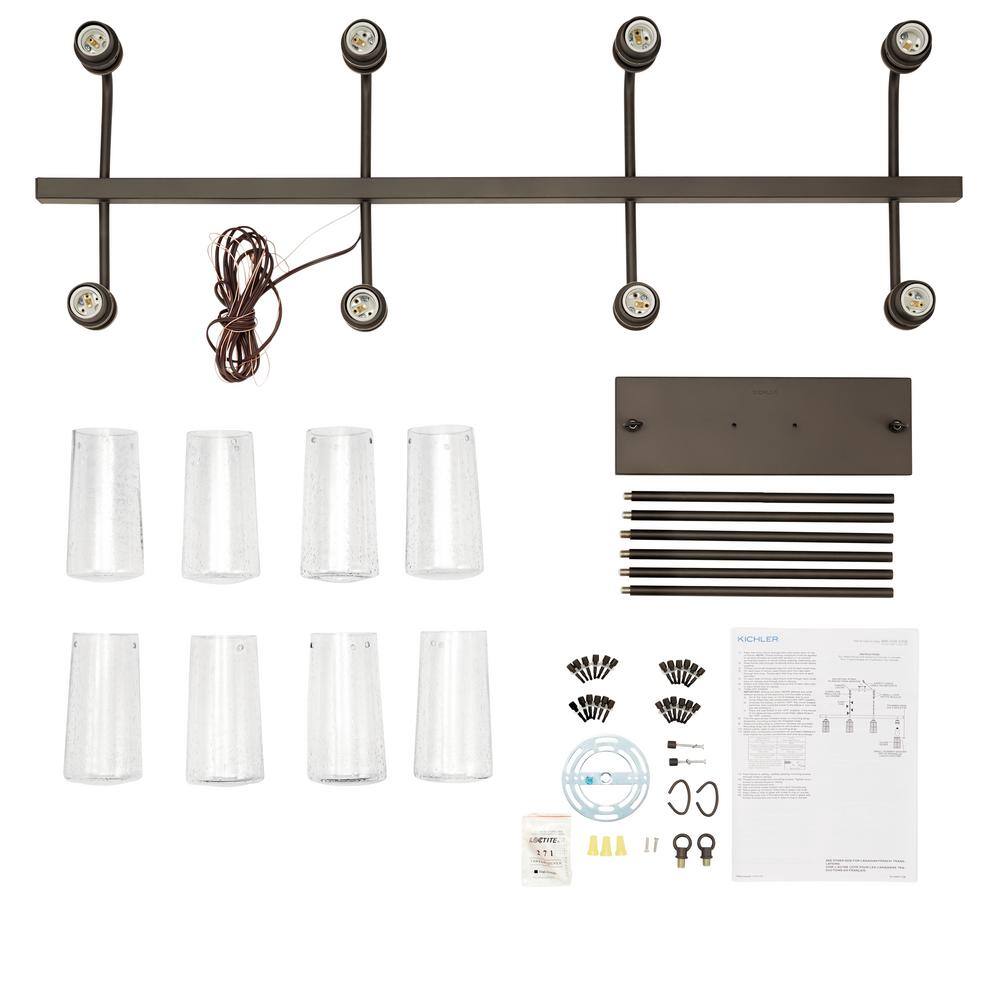 Braelyn Classic Pewter 42" Wide 8-Light Chandelier with Clear Seeded Glass