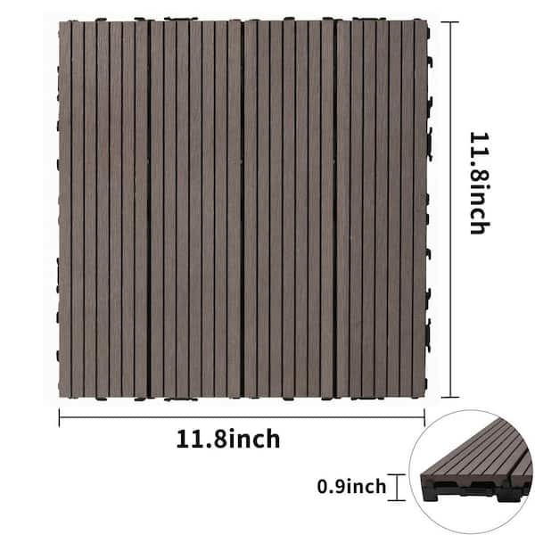 Tidoin Outdoor 1 ft. x 1 ft. Composite Interlocking Tile Deck Tile in Light Coffee(20 Per Box)