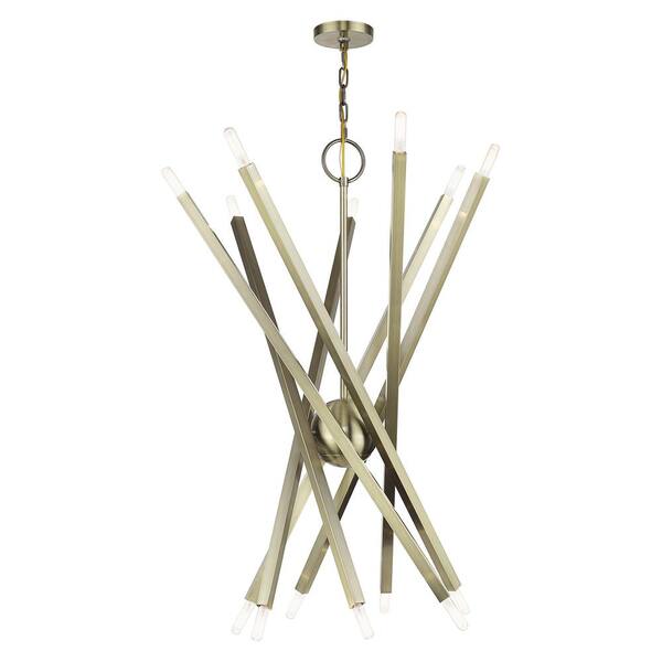 全国宅配無料 Livex Chandelier Brass Antique 14-Light Monaco Lighting K-POP・アジア