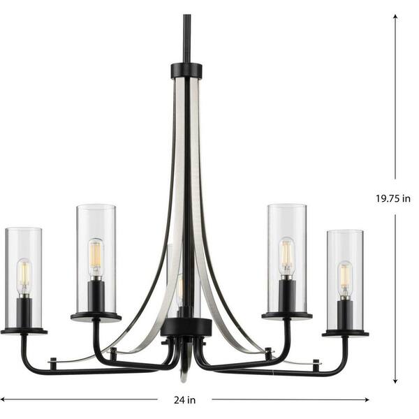 Progress Lighting Riley 5-Light Matte Black Traditional Chandelier