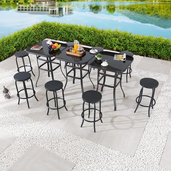 Patio Festival 11-Piece Metal Bar Height Outdoor Dining Set PF19143X4 ...