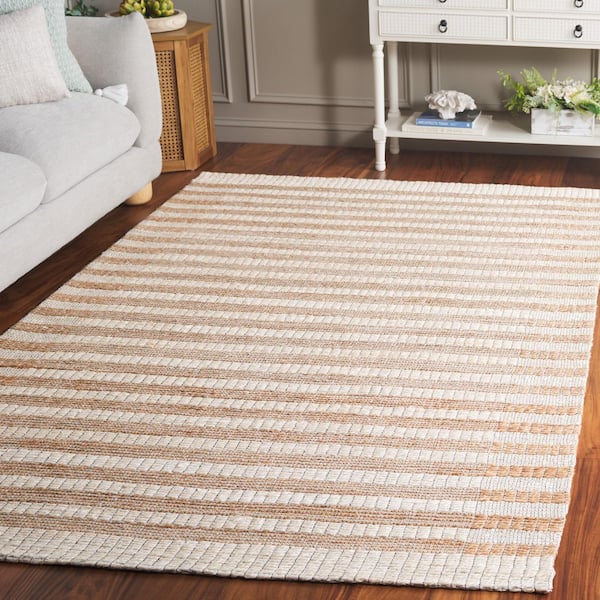 Natural Fiber 6 ft. x 6 ft. Square Natural/Ivory Striped Area Rug