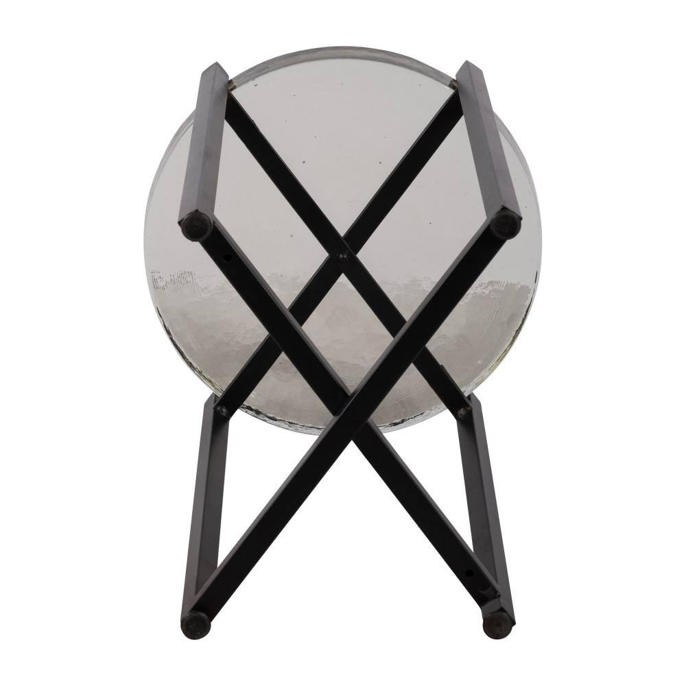 Black and White Round Metal and Glass Side Table, 22" Height