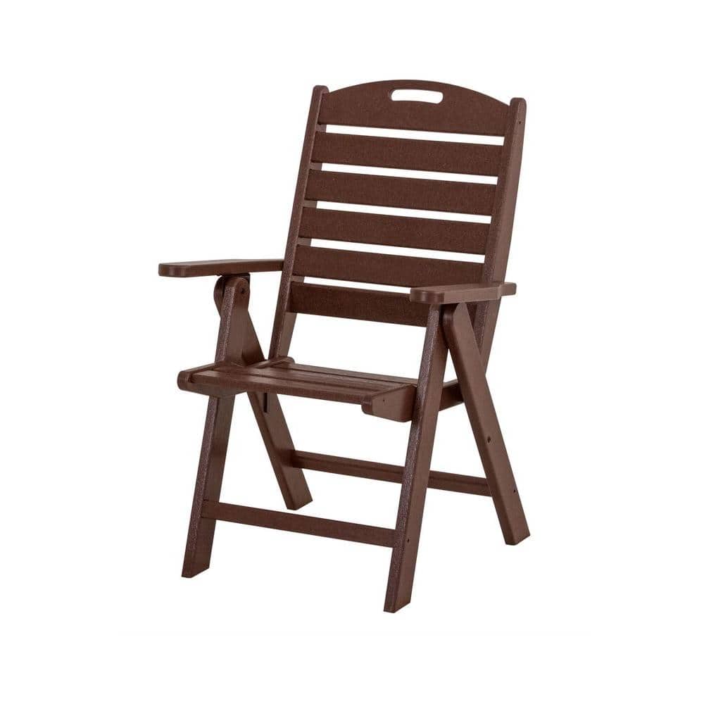 POLYWOOD Nautical Highback Mahogany Plastic Outdoor Patio Dining Chair -  NCH38MA
