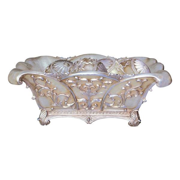 OK LIGHTING Ivory Greco Polyresin Decorative Bowl With Spheres