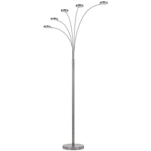82 in. Nickel 5 Dimmable (Full Range) Arc Floor Lamp for Living Room with Metal Empire Shade