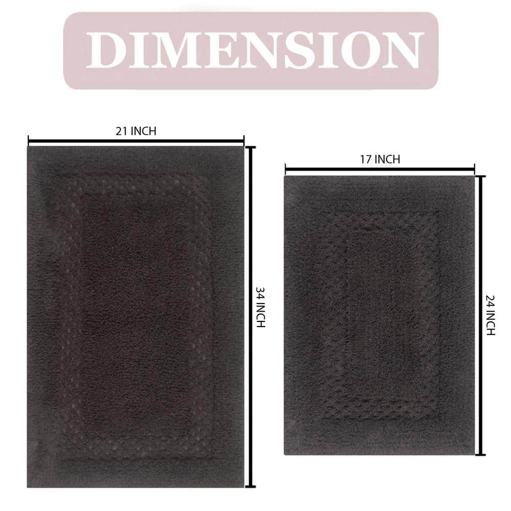 Classy Gray Cotton Tufted 2-Piece Bath Rug Set