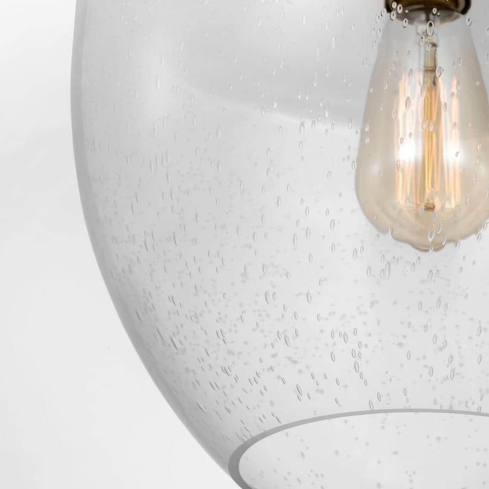 Satin Brass Mini Pendant with Clear Seeded Glass Shade