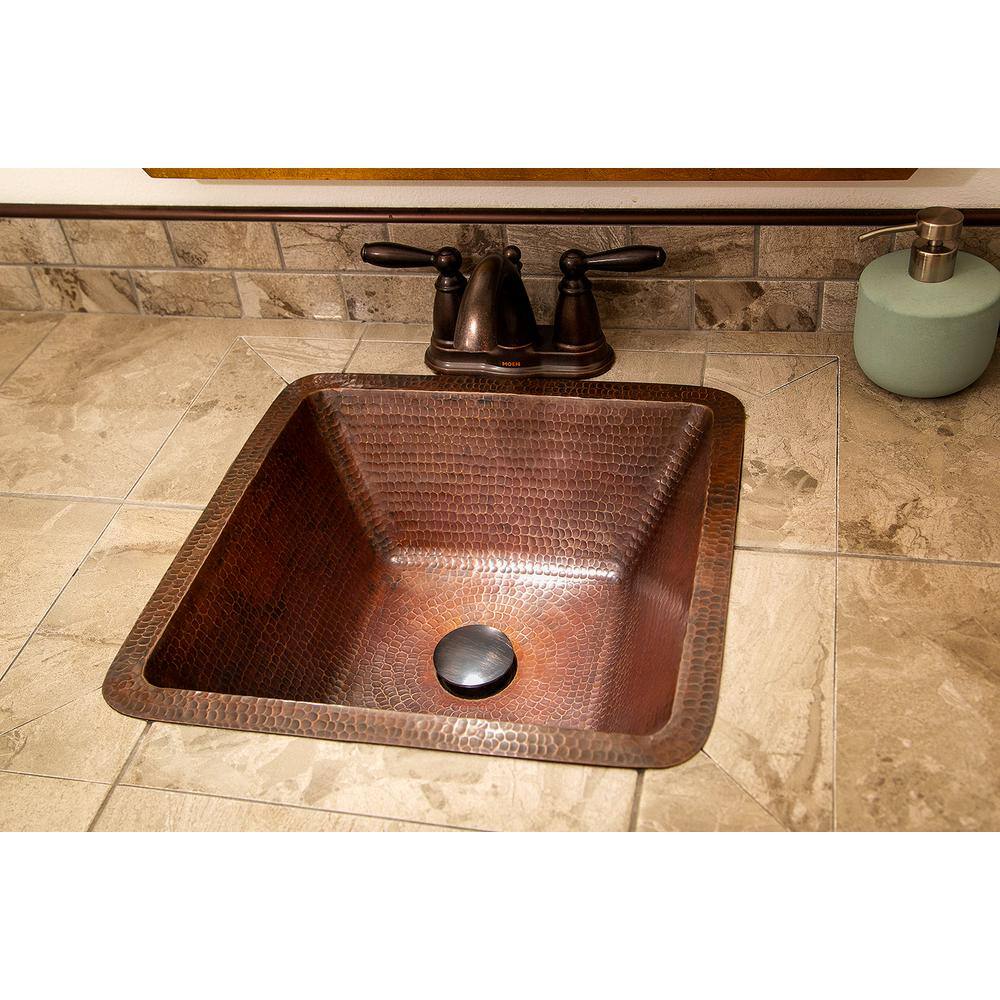 17'' Hammered Copper Square Bar/Prep Sink