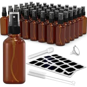 4 oz. Glass Spray Bottles with Funnel, Brush, Marker and Labels - Amber (Pack of 48)