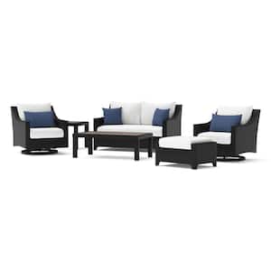 Deco 6-Piece Wicker Motion Patio Conversation Set with Sunbrella Bliss Ink Cushions