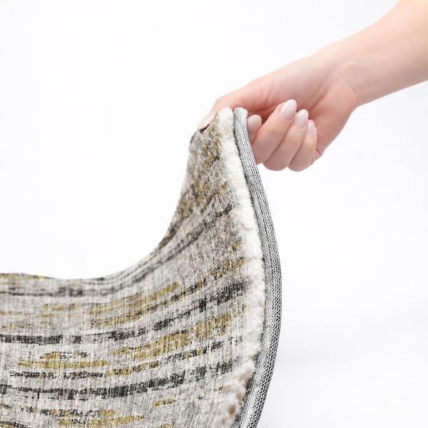 Dream Shag Premium Machine Washable Abstract ADS39 Silver 5 ft. x 7 ft. 6 in. Area Rug