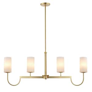 Town and Country 4-Light Satin Brass Linear Chandelier Pendant Light