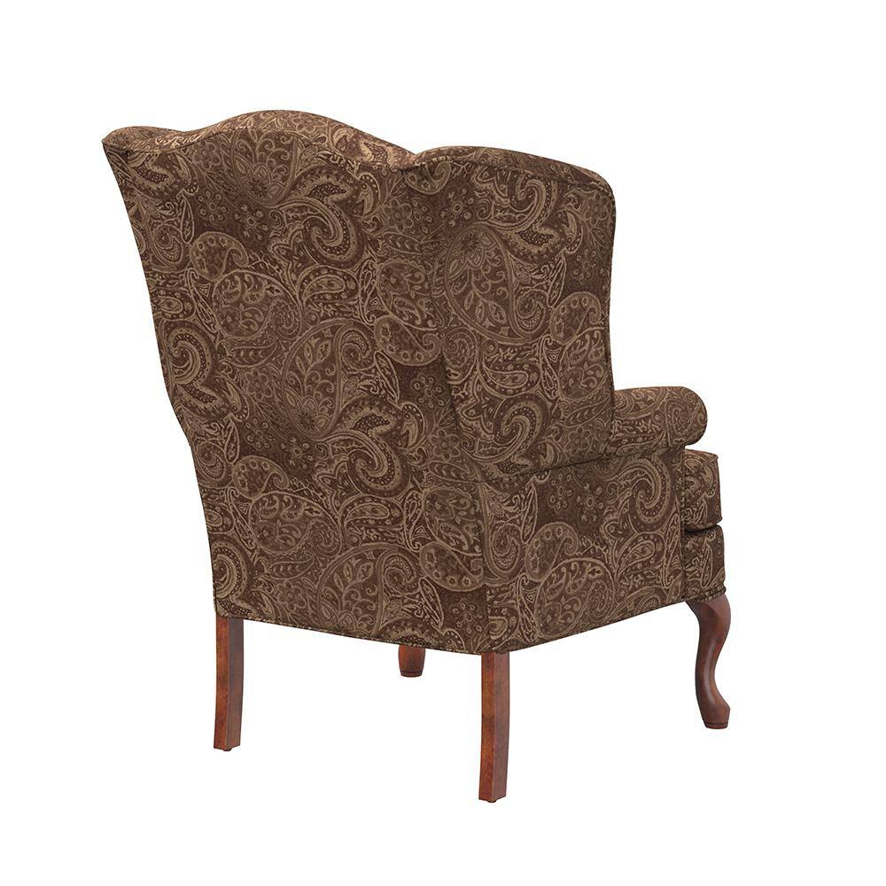 Traditional Coco Brown Chenille Wingback Handcrafted Accent Chair