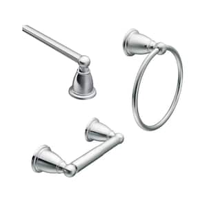 Brantford 3-Piece Bath Hardware Set with 24 in. Towel Bar, Paper Holder, and Towel Ring in Chrome