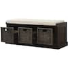 Harper & Bright Designs Espresso Entryway Storage Bench with Removable Cushion and 3-Removable Classic Fabric Basket WF193443AAB
