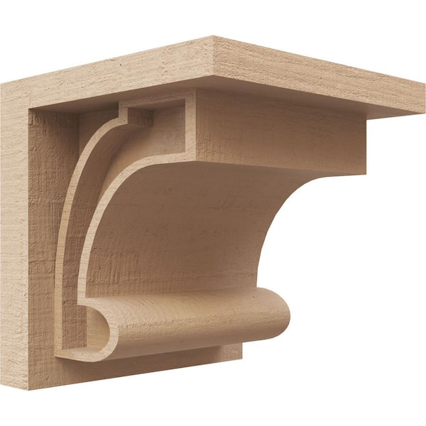 Ekena Millwork 5 in. x 5 in. x 5 in. Series 1 Wide Alma Rough Cedar Woodgrain Timberthane Polyurethane Corbel, Primed Tan