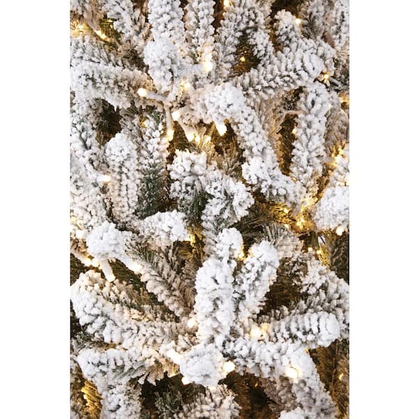 Home Accents Holiday - 7.5 ft. Pre-Lit LED Starry-Light Warm White and Multi Flocked Fraser Artificial Christmas Tree with remote control