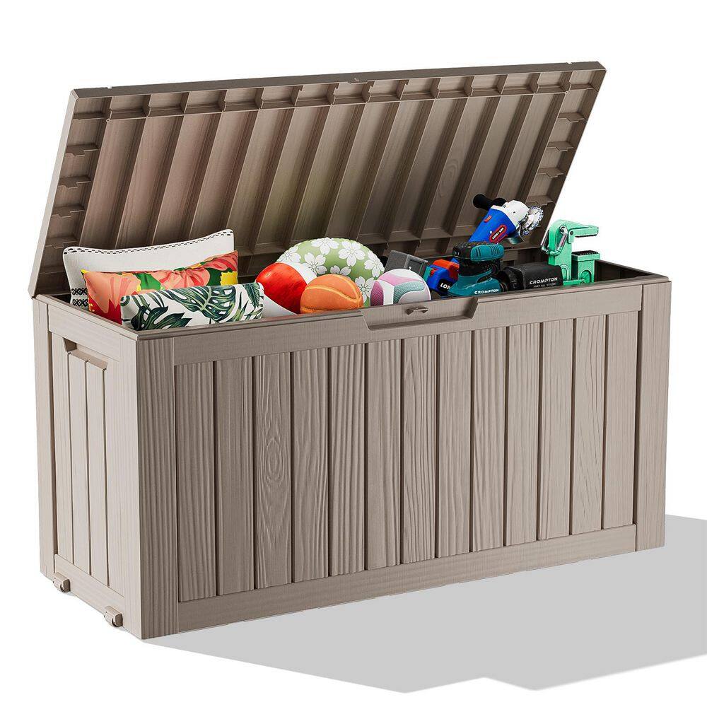 72 Gallon Brown Waterproof Resin Deck Box with Wheels for Patio Cushions, Gardening Tools, Accessories price history on PriceWatchPro