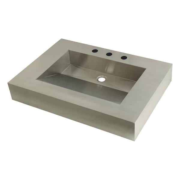 Kingston Commercial 31 in. L x 22 in W Stainless Steel Console Sink Top in Brushed