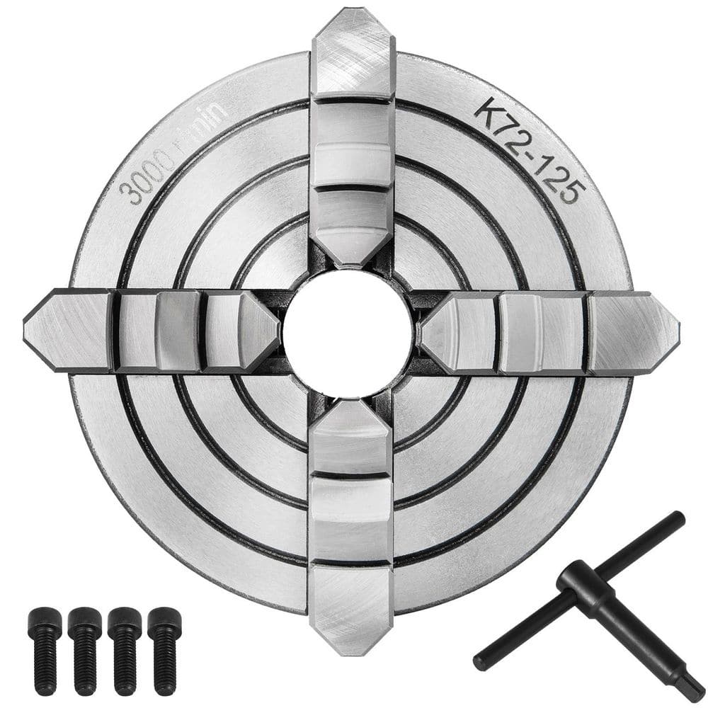 SKYSHALO K72-125 Lathe Chuck 5 in. 4-Jaw, Lathe Chuck Independent