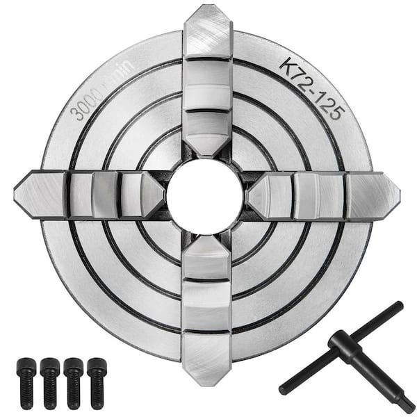 SKYSHALO K72-125 Lathe Chuck 5 in. 4-Jaw, Lathe Chuck Independent Reversible Jaw, Metal Lathe Chuck Turning Machine Accessories