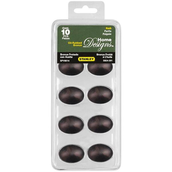 Stanley-National Hardware 1-1/3 in. Oil-Rubbed Bronze Egg-Shaped Cabinet Knob (10-Pack)