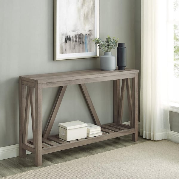 52 in. Gray Wash Standard Rectangle Composite Console Table with Storage
