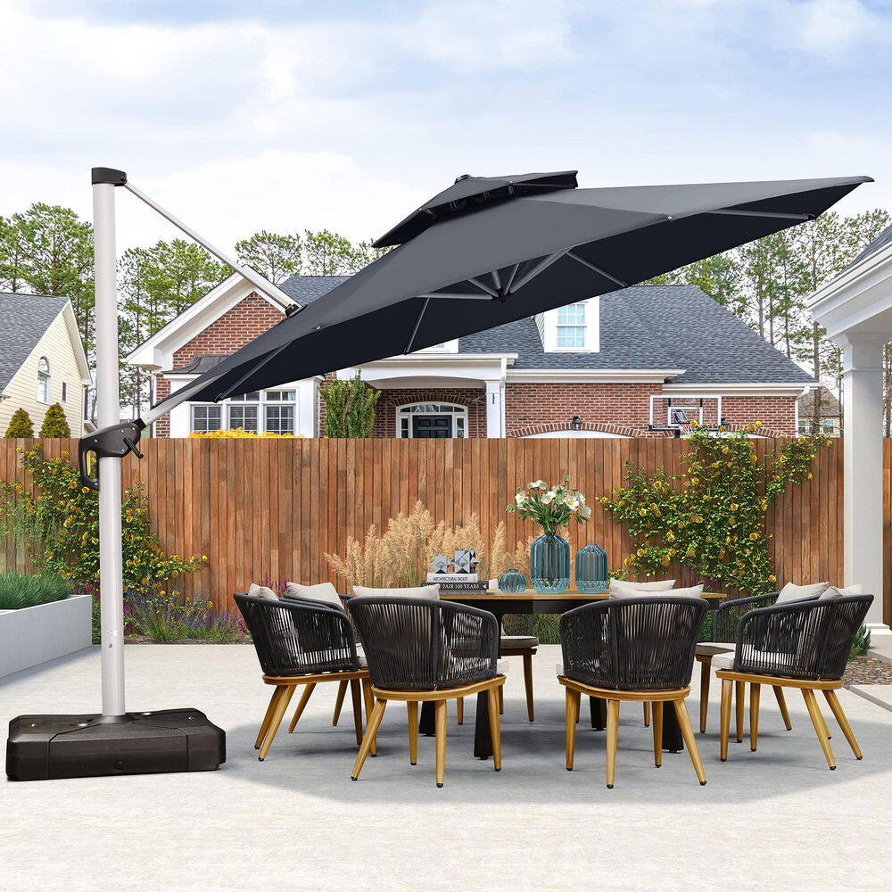 13 ft. Octagon High-Quality Aluminum 360 Rotation Cantilever Polyester Outdoor Patio Umbrella with Base, Gray price history on PriceWatchPro