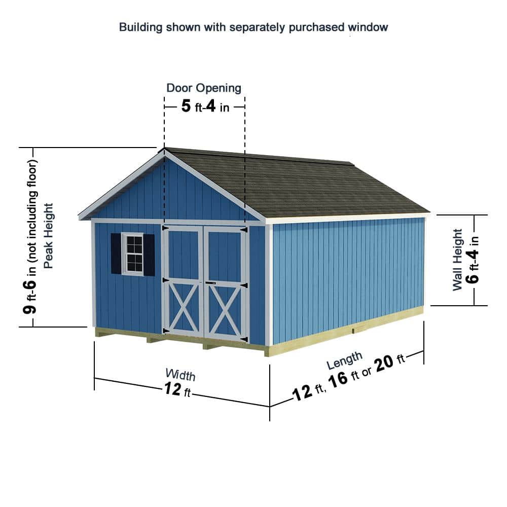 Brandon 12' x 16' Gray Wood Storage Shed Kit with Windows