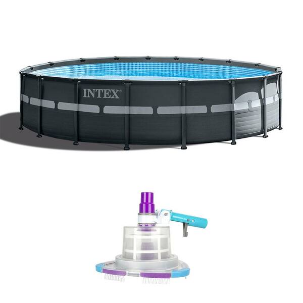 INTEX 18 ft. W x 43 in. H x 43 in. D Ultra XTRA Frame Pool Set with Kokido V-TRAP Pool Cleaner, Oval-21 ft. x 41 ft. Pool