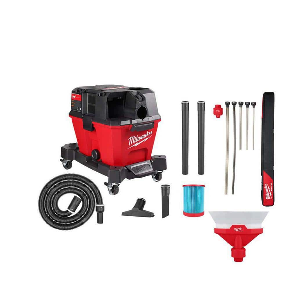 Milwaukee M18 FUEL 6 Gal. Cordless Wet/Dry Shop Vac W/Filter, Hose and AIR-TIP 1-1/4 in. - 2-1/2 in. Hose and Dust Collector