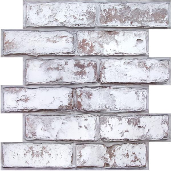 White 3D Faux Brick Wall Panel with Peel and Stick Brick Tiles, Small Size Thin PVC with Adhesive Fake Brick Background