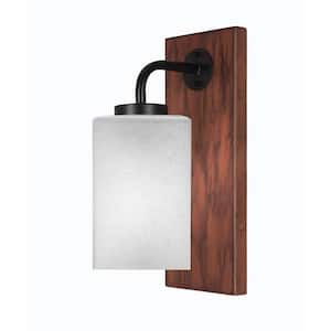 Kirby 1-Light Matte Black and Painted Wood-look Metal Wall Sconce