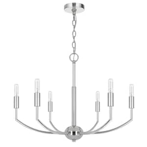 Maxton 6-Light Chrome Metal Chandelier for Kitchen Island with No Bulbs Included