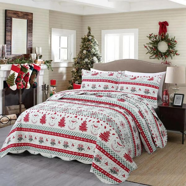 Merry Christmas Handmade Duvet Cover, buy Xmas Santa Snowman Watercolor Quilt Cover, Red Splicing Christmas Decorative Bedding