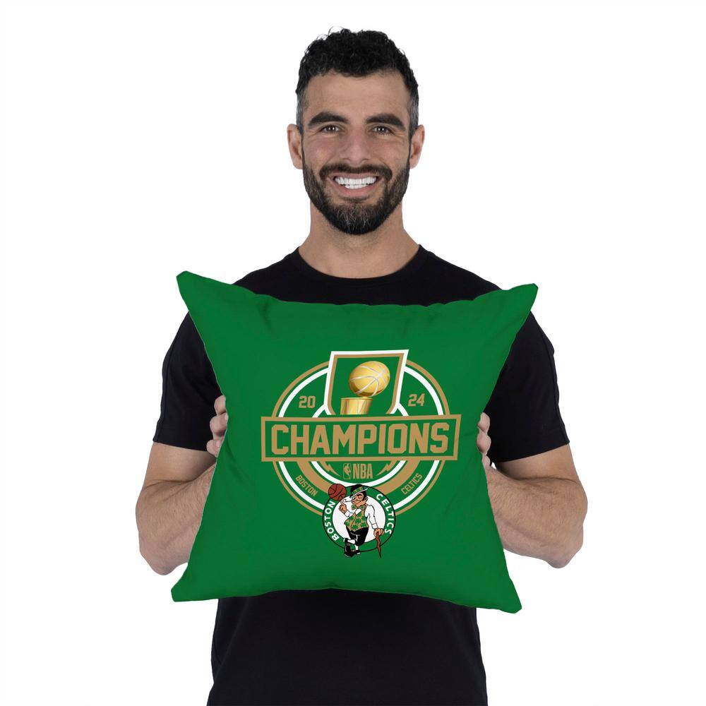 Boston Celtics 2024 Champions Green and Beige Throw Pillow