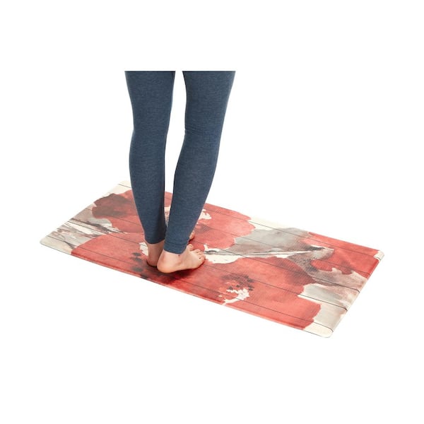 Red Floral 20 in. x 39 in. Anti-Fatigue Kitchen Mat