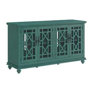 Elegant Antique Teal-Green TV Stand Fits TVs Up to 65 in. with Cable Management